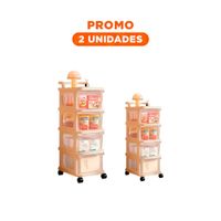 Pack2 Estacion de Almacenaje Cerrada con Cajones 4 Niveles y Asa Beige Claro Hogar