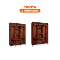 Pack2 Closet Amplio Textil con Soporte Metalico Marron para Casa 175x45x130cm