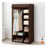 Guardarropa Ligero Textil Plegable con Tubos de Metal Marron 105x45x168cm Y Notas