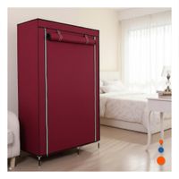 Guardarropa Elegante Textil con Tubos de Metal Guinda Casa 105x45x168cm Y Regalo Sticker