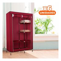 Pack6 Guardarropa Resistente Textil con Tubos de Metal Guinda 105x45x168cm Y Regalo Sticker
