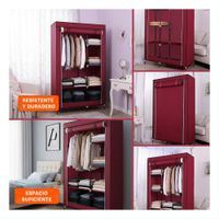 Guardarropa Amplio Textil con Estructura Metalica Guinda Moderno 105x45x168cm