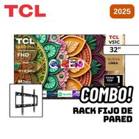 TELEVISOR TCL 32 QLED SMART TV GOOGLE TV FHD 2025 - 32V51C + RACK FIJO