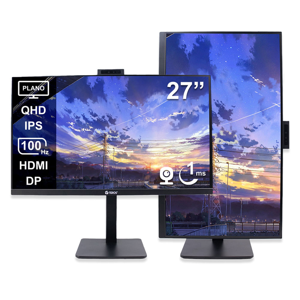Monitor Teros TE-2715CS 27 QHD 2K IPS 100Hz Webcam 5MP USB Hub HDMI DisplayPort Profesional