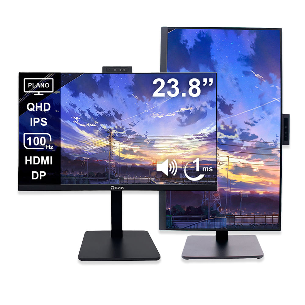 Monitor Teros TE-2416CS 23.8 QHD 2K IPS 100Hz 1ms HDR Webcam 5MP USB Hub DisplayPort HDMI