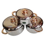 Juego de 3 Ollas con Tapas acero Inoxidable 6pcs