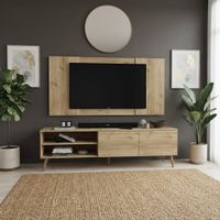 Centro de Entretenimiento 65 Caxias Mesa de TV y Panel Movenda Duna con Patas de Madera