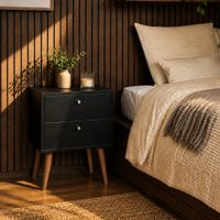 Velador Vintage Premium 2 Cajones Ventitas Home Color Negro
