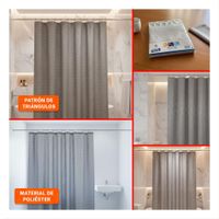 Cortina de Uso Diario para Ducha Plomo con Patron Triangulos 180x180cm Y Ligas Regalo