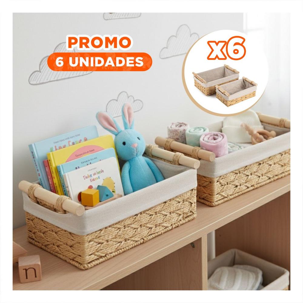 Pack6 Organizador Multiuso para Espacios Pequenos Mostaza 24.5x14.5cm Y Papel Regalo