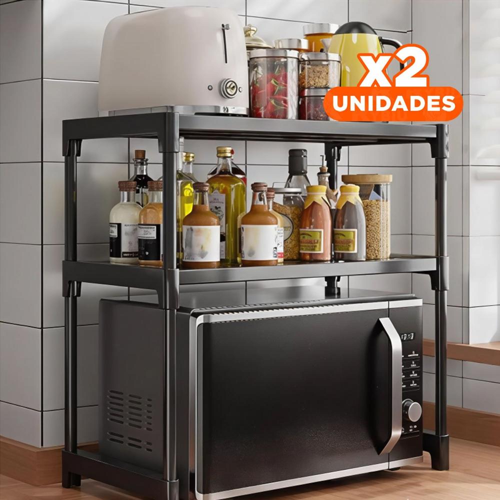 Pack2 Repisa de Cocina 2 Niveles Negro Duradera y Practica para Utensilios Y Papel Regalo