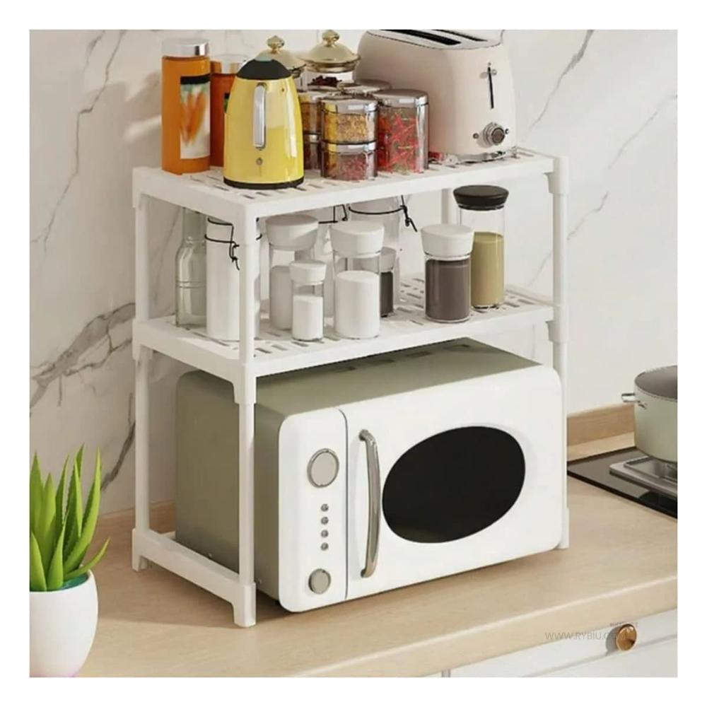 Estante Organizador de Microondas 2 Niveles Blanco para Cocina Moderna y Ordenada