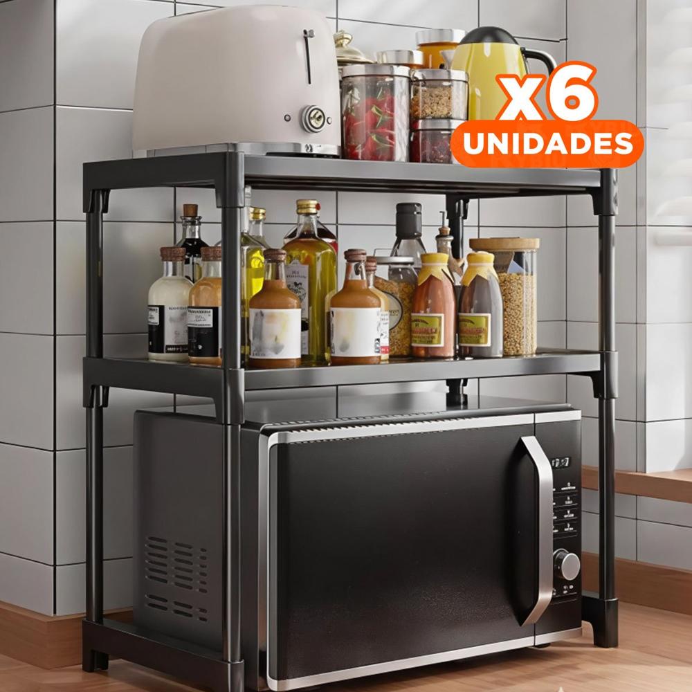 Pack6 Soporte Modular 2 Niveles Negro Elegante y Duradero