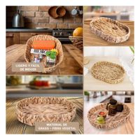 Cesta Tejida Ovalada Grass 32x24x4.5cm Para Sala Mostaza Y Ligas Regalo