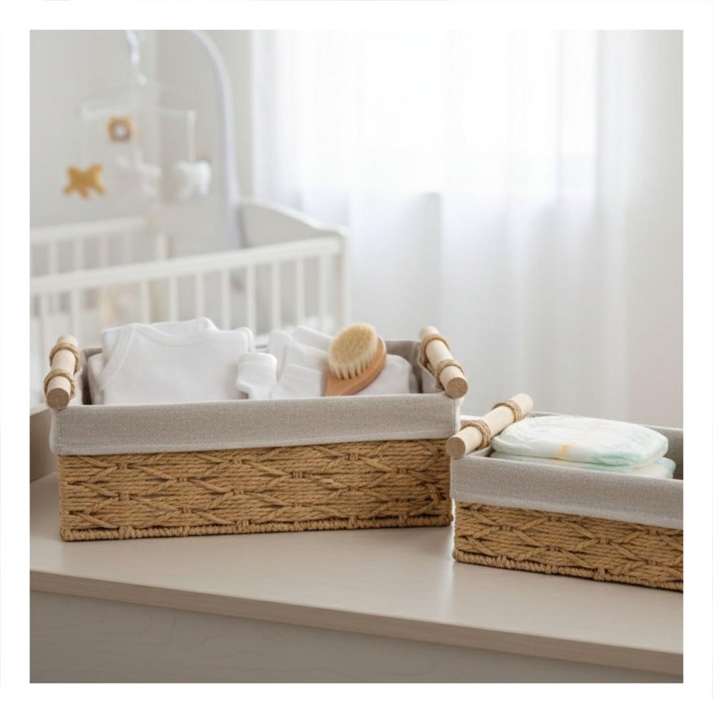 Canasta Organizadora para Ropa o Accesorios Mostaza 24.5x14.5cm Y Notas