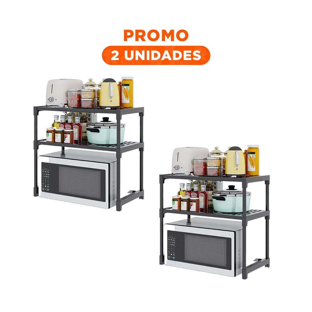 Pack2 Repisa Modular 2 Niveles Negro Estable y Facil de Limpiar Y Regalo Sticker