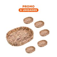 Pack6 Panera Práctica Ovalada Grass 32x24x4.5cm Para Sala Mostaza Y Regalo Sticker