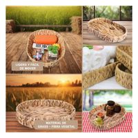 Cesta tejida ovalada Grass 36x28x6cm mostaza práctica para almacenar artículos Y Ligas Regalo