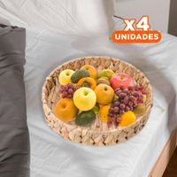 Pack4 Contenedor Tejido Circular Grass 23x4cm Mostaza Para Decoracion Hogar Y Regalo Sticker