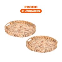 Pack2 Cesta tejida circular con asas Grass 32x4cm color mostaza dormitorio Y Regalo Sticker