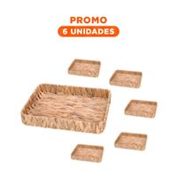 Pack6 Contenedor multiproposito rectangular Grass 31x23x4cm para guardar Y Regalo Sticker