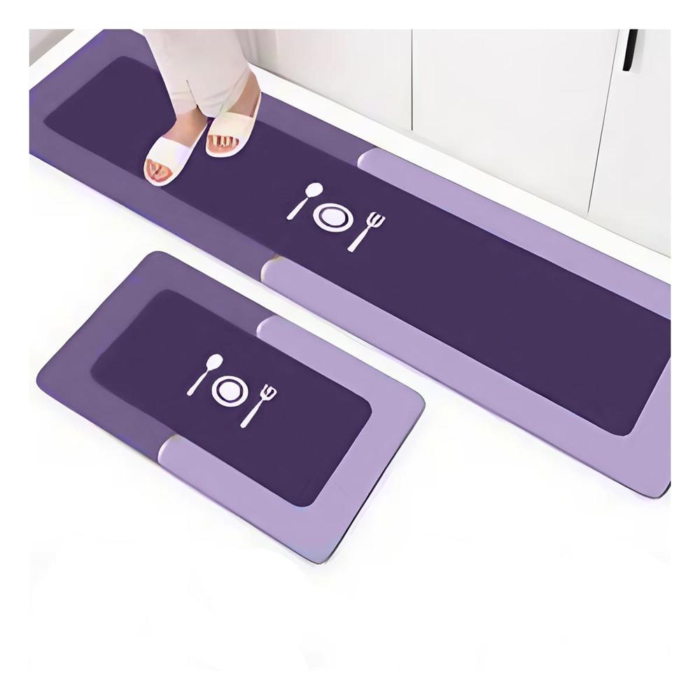 Tapete de Piso con Base Antideslizante para Cocina y Uso Diario Morado Y Papel Regalo