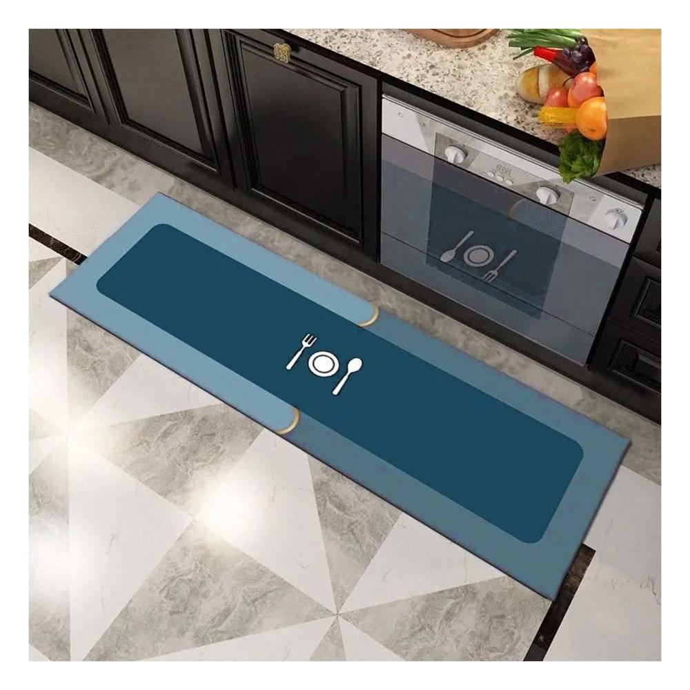 Tapete de Piso con Base Antideslizante para Cocina y Uso Diario Celeste Y Papel Regalo