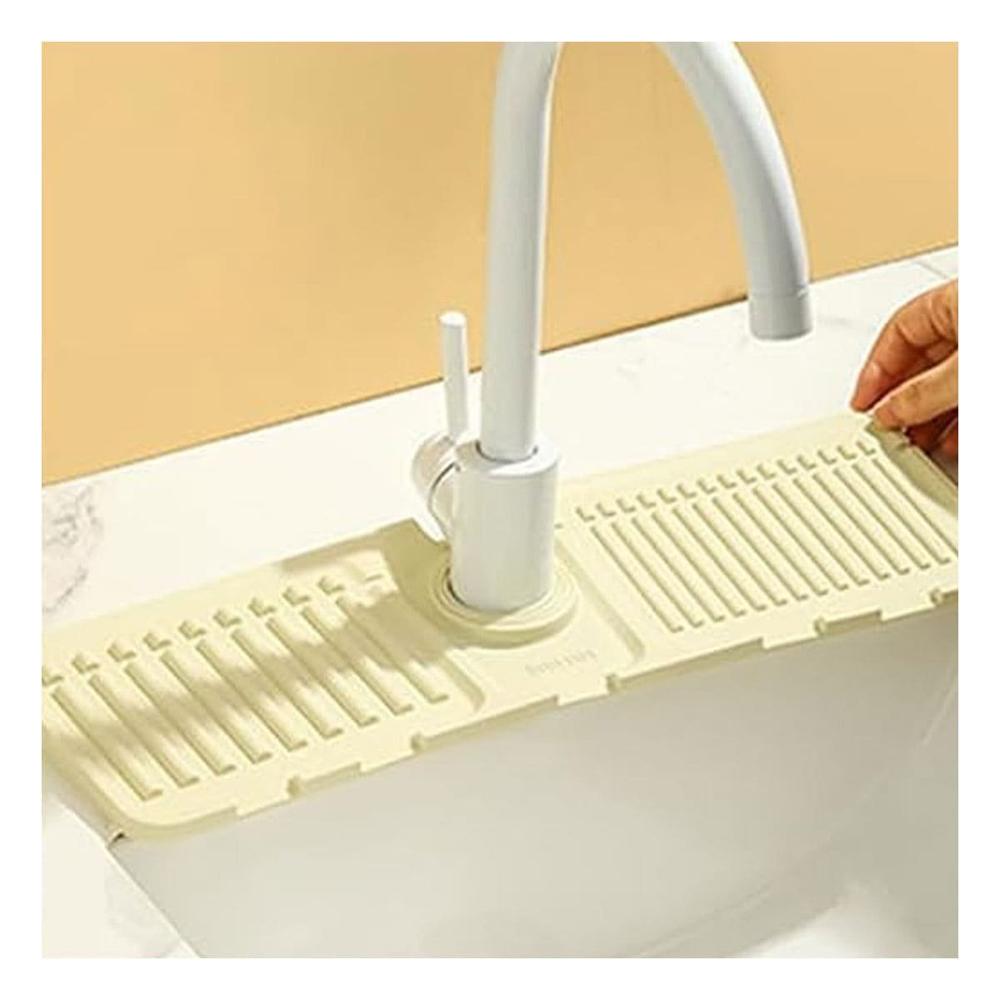 Tapete de Drenaje de Silicona con Rayas Beige para Lavadero