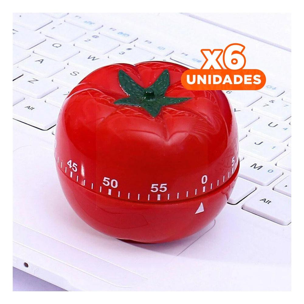Pack6 Cronometro Cocina Tomate Rojo Compacto y Facil de Usar