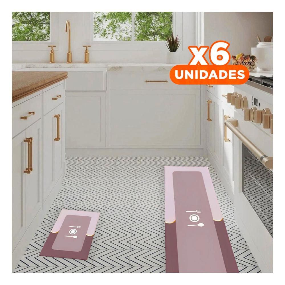 Pack6 Solucion Antideslizante de Piso para Cocina y Uso Constante Rosado Y Papel Regalo