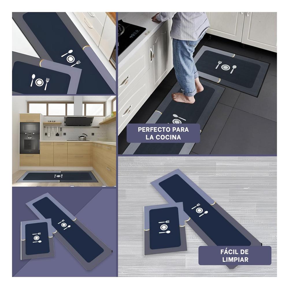 Alfombrilla Antideslizante de Piso para Cocina y Zonas del Hogar Azul Y Ligas Regalo