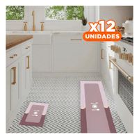 Pack12 Alfombra Practica de Piso Antideslizante para Cocina y Hogar Rosado Y Papel Regalo
