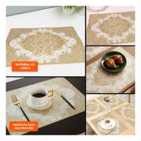 Mantel Moderno Dorado con Detalle Floral para Mesa de Fiesta Y Ligas Regalo