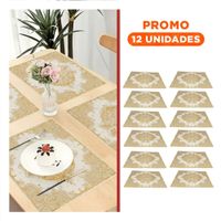 Pack12 Protector Sofisticado Dorado con Encaje para Mesa Navidena