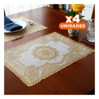 Pack4 Cubierta Sofisticada Dorada con Mandala para Mesa Elegante YPapel Regalo