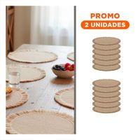 Pack2 Bases para Uso Diario Tejidas Circulares Flecos Caqui Set de 6 Y Regalo Sticker