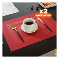 Pack2 Juego de 6 Individuales Rectangulares con Borde Rayas Guinda para Mesa Hogar