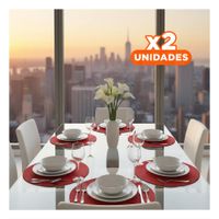 Pack2 Mantel Circular para Mesa Familiar en Pajita Brilloso Rojo Y Papel Regalo
