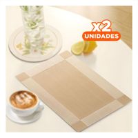 Pack2 Protector Individual Dorado Rectangular 30x45 cm para Mesa de Uso Diario Y Papel Regalo