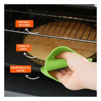 Guantes Manoplas de Silicona Verde para Cocina y Hogar Seguro 7.3x9.5cm Y Notas