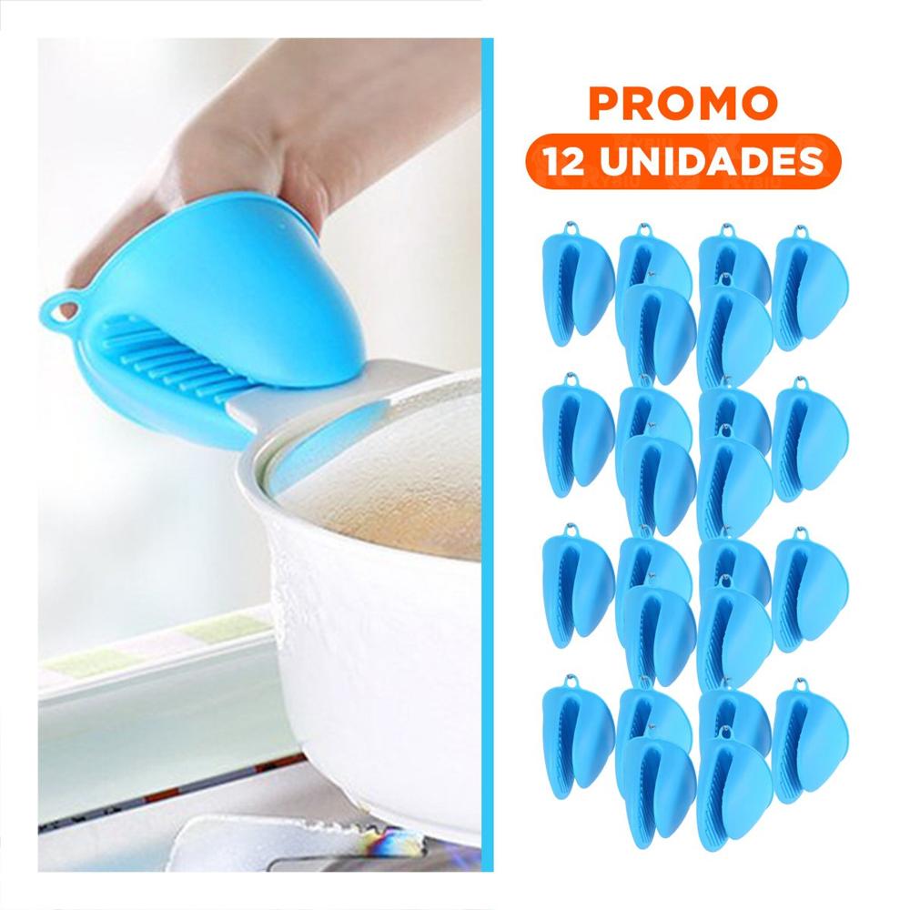 Pack12 Protecciones Accesorios de Silicona Celeste para Cocina y Hogar 7.3x9.5cm