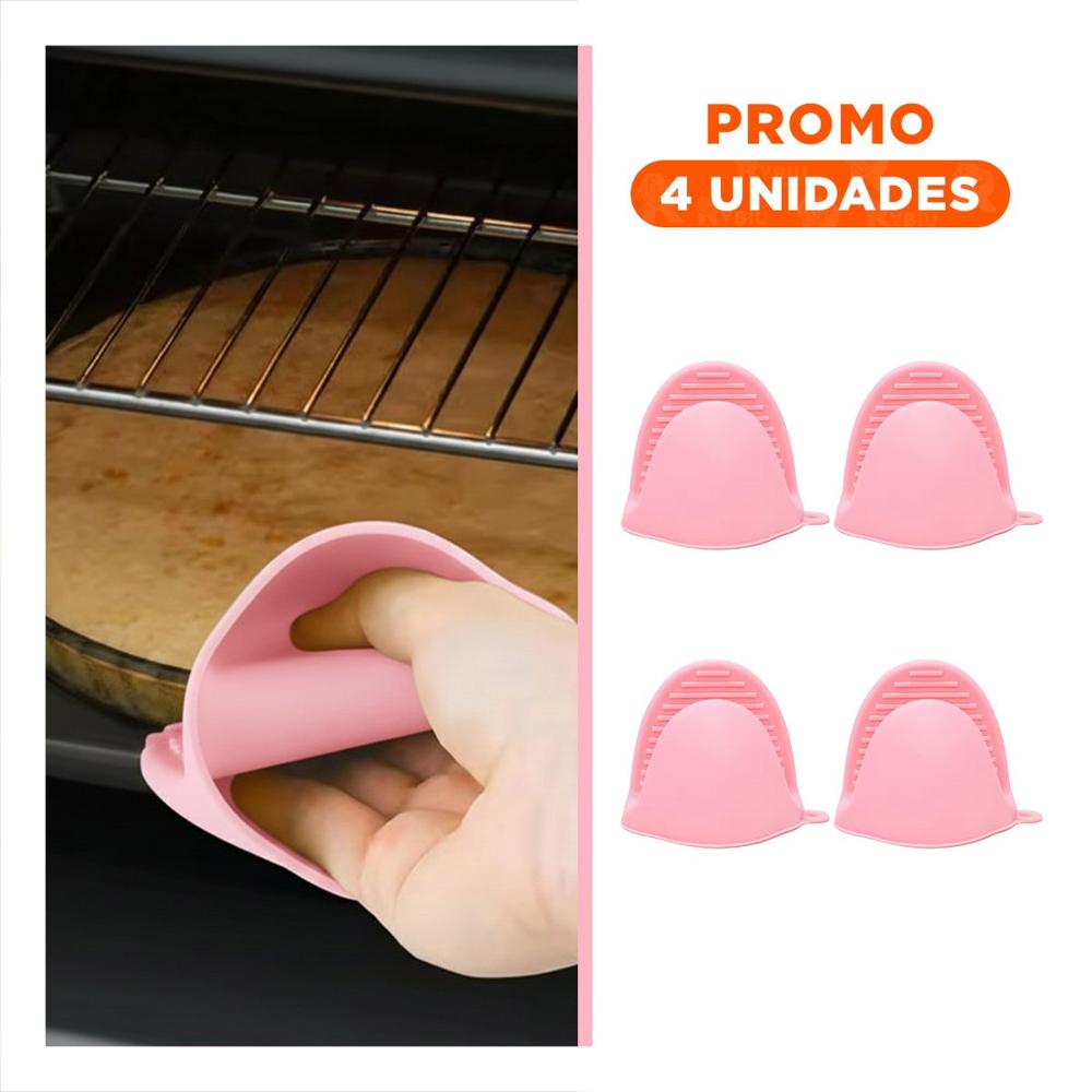 Pack4 Manoplas Accesorios de Silicona Rosado para Manipular Comida 7.3x9.5cm