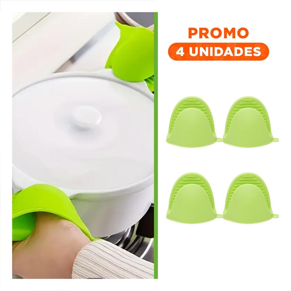 Pack4 Manoplas Accesorios de Silicona Verde para Manipular Comida 7.3x9.5cm