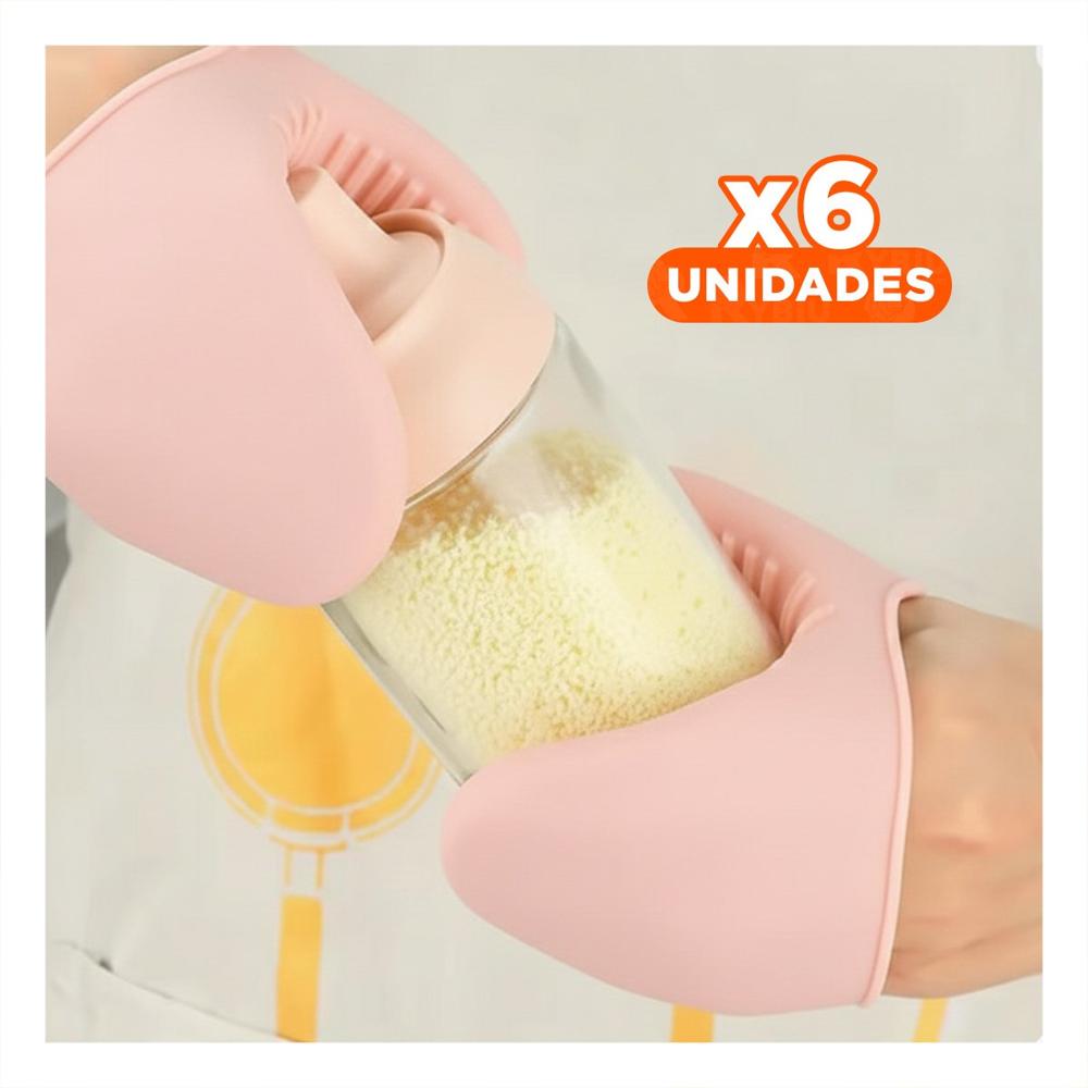 Pack6 Protecciones Comodas de Silicona Rosado para Uso en Cocina 7.3x9.5cm