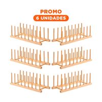 Pack6 Bandeja Natural de Bambu con Ocho Divisiones para Espacios Color Madera Y Regalo Sticker