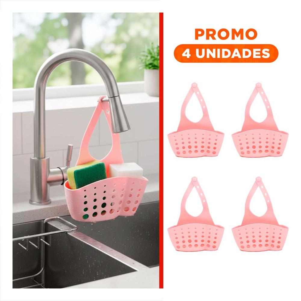 Pack4 Cesta Colgante Decorativa Rosado para Bano y Cocina 19x15cm