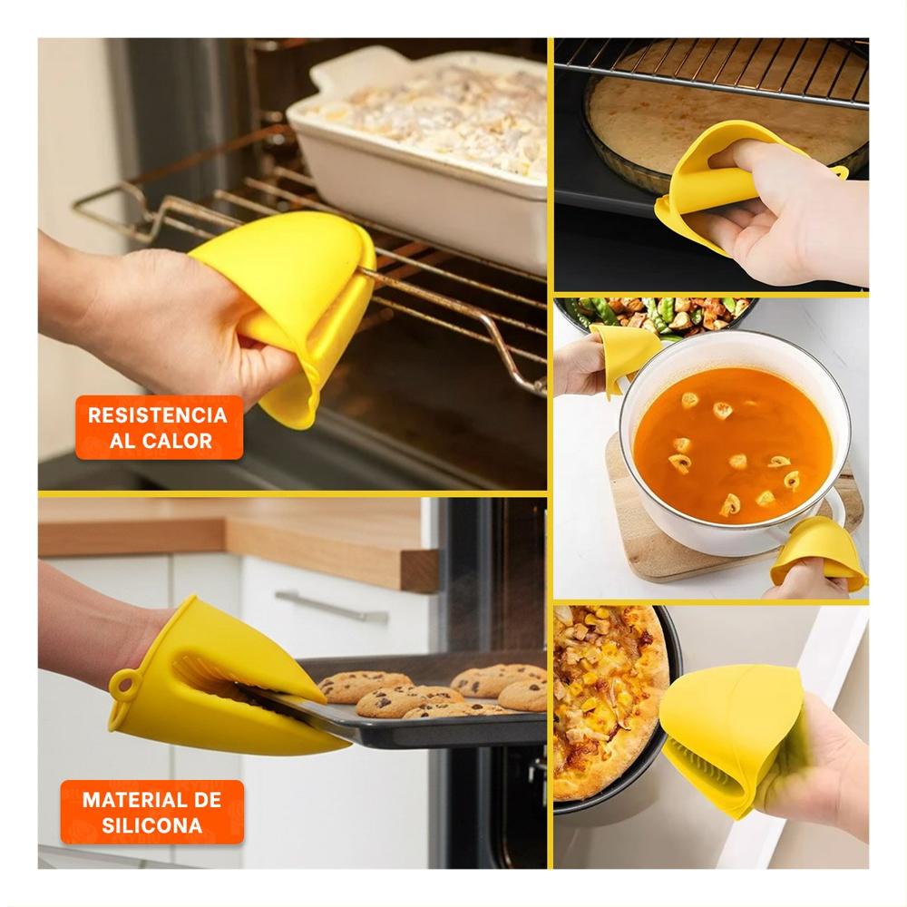 Guantes Accesorios de Silicona Amarillo para Manipular Comida y Hogar 7.3x9.5cm Y Ligas Regalo