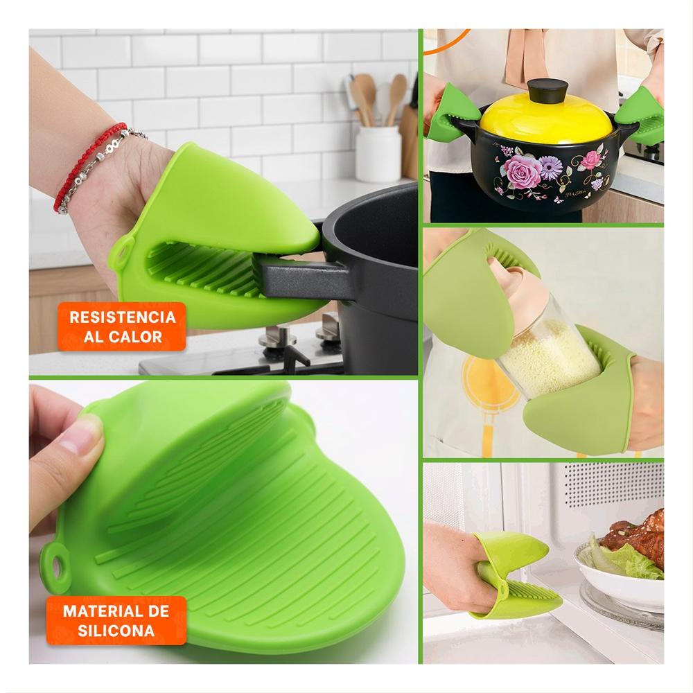 Guantes Accesorios de Silicona Verde para Manipular Comida y Hogar 7.3x9.5cm Y Ligas Regalo