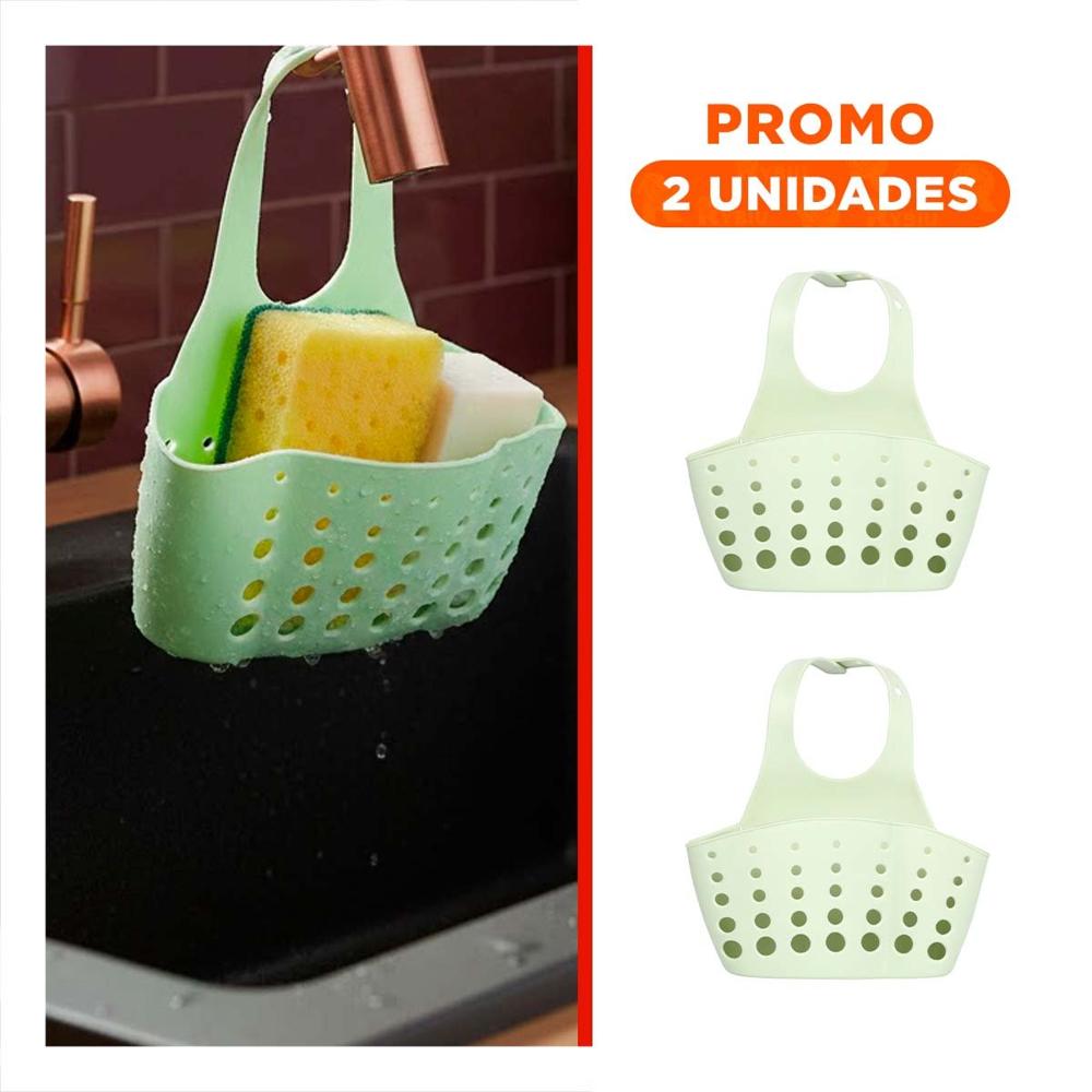 Pack2 Cesta Colgante Verde para Almacenar Esponjas y Productos 19x15cm Y Regalo Sticker