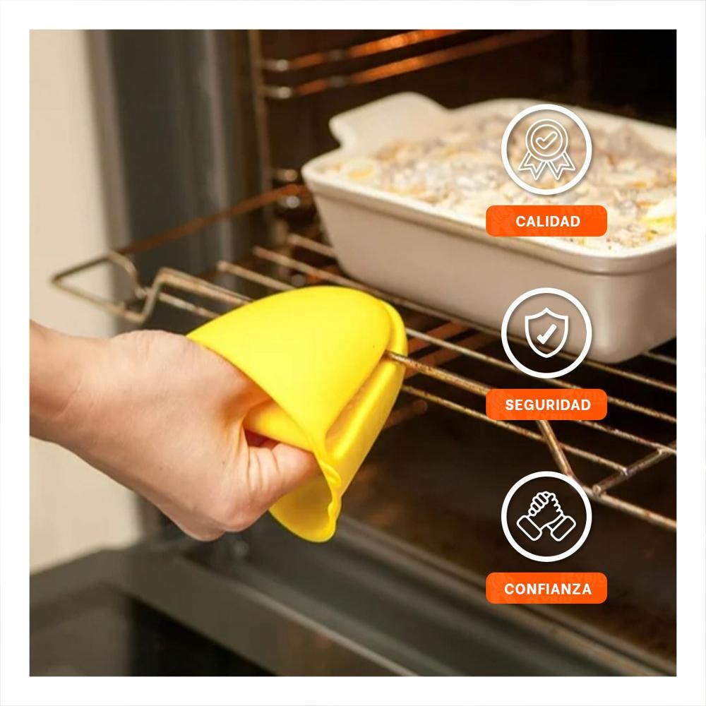 Guantes con Agarre de Silicona Amarillo para Cocina y Hogar 7.3x9.5cm